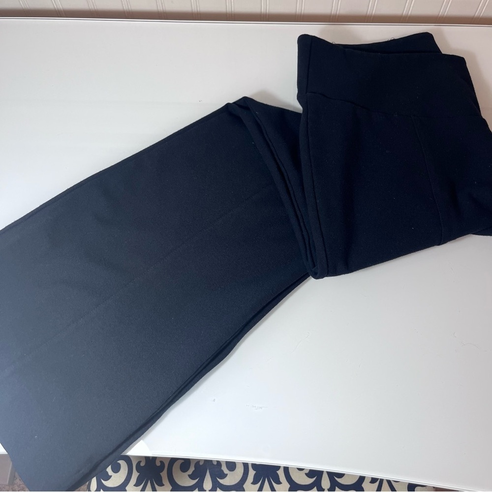 Anthropologie Black Wide Leg Ponte pants Size M High Rise Side Zip Stretch - Picture 14 of 15